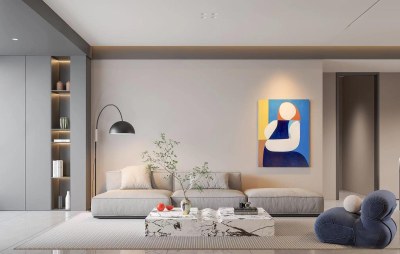 现代极简客餐厅3D模型下载